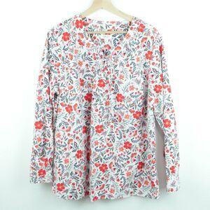 Style & Co Women's XL Top Floral Peasant Popover Lace Up Boho Relaxed Cotton